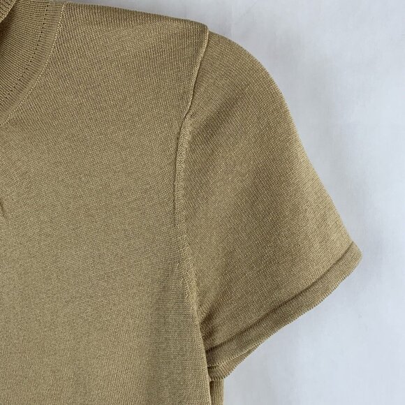 Womens Cashmere Silk Blend Short Sleeve Top Sweater Small Beige Old Money preppy - Picture 4 of 9